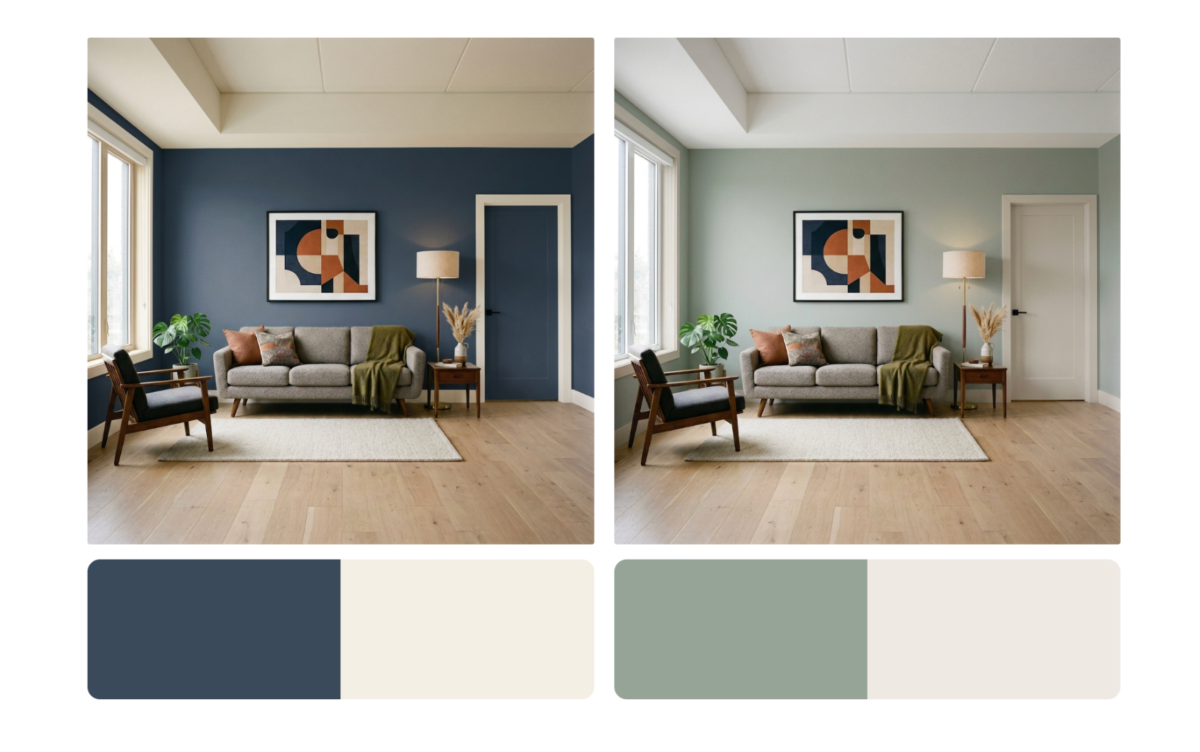 Surface assignment screen showing different colours applied to walls, trim and doors